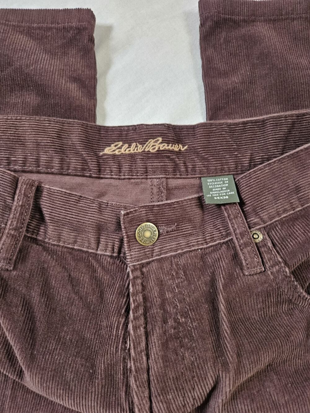 Eddie Bauer Classic Fit Thick Corduroy Pants Mens 34x32 Brown